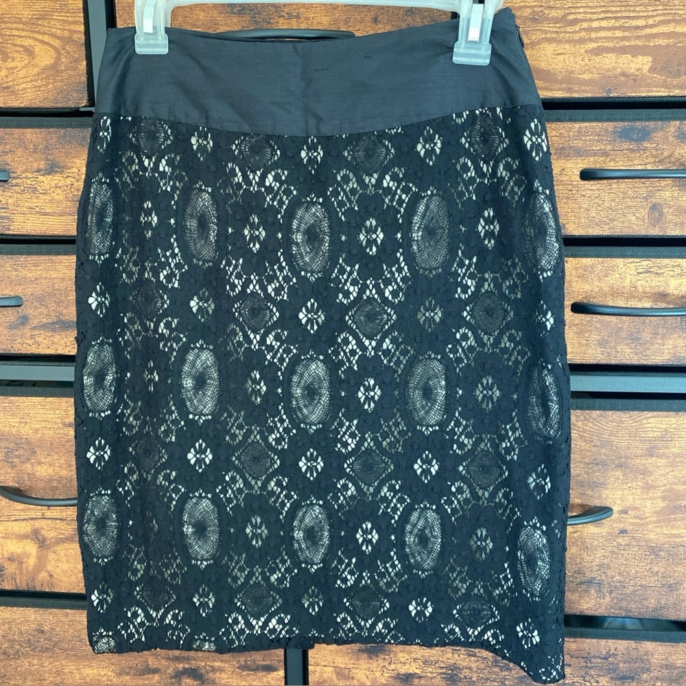 Vintage Iceberg Black Lace Pencil Skirt Intricate Spiderweb Made in Italy 44/30